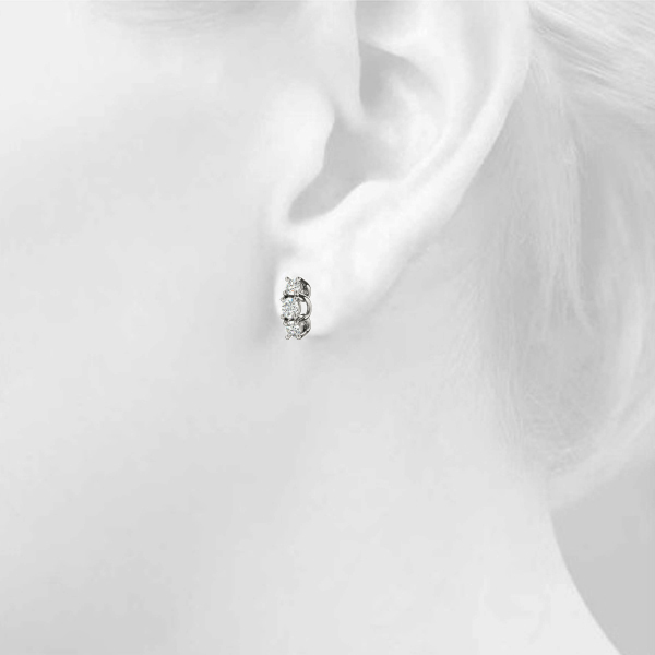   3-Stone Prong Set Curved Earring 0.56 Carat Total Weight   (Lab-Created) 0.56 C.T.W 10K yellow, white or rose gold - view 5