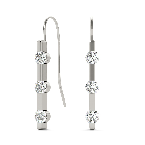 3 Stone Diamond Earrings