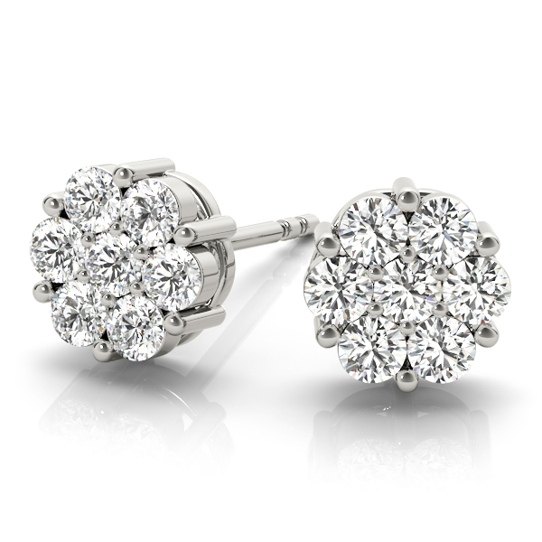   Diamond Cluster Studs Earrings 0.56 Carat Total Weight   (Lab-Created) 0.56 C.T.W 10K yellow, white or rose gold - view 3