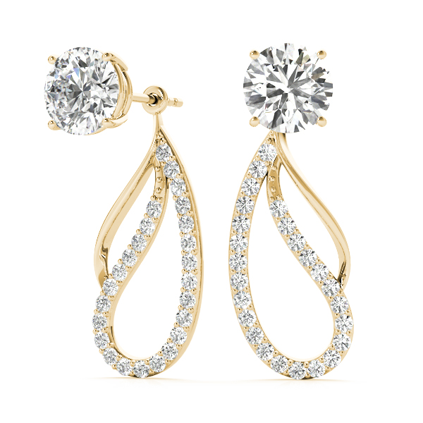   Round Pave Freeform Drop Earrings Jacket 1/3 Carat Total Weight   (Lab-Created) 0.35 C.T.W 10K yellow, white or rose gold - view 8