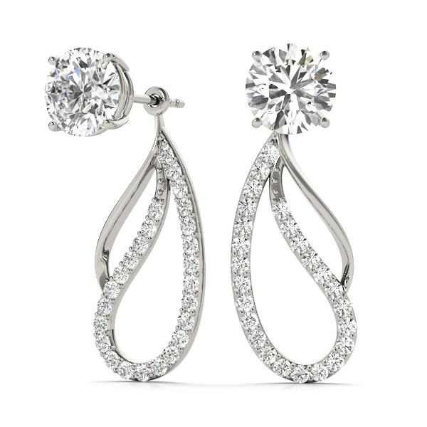   Round Pave Freeform Drop Earrings Jacket 1/3 Carat Total Weight   (Lab-Created) 0.35 C.T.W 10K yellow, white or rose gold - view 3