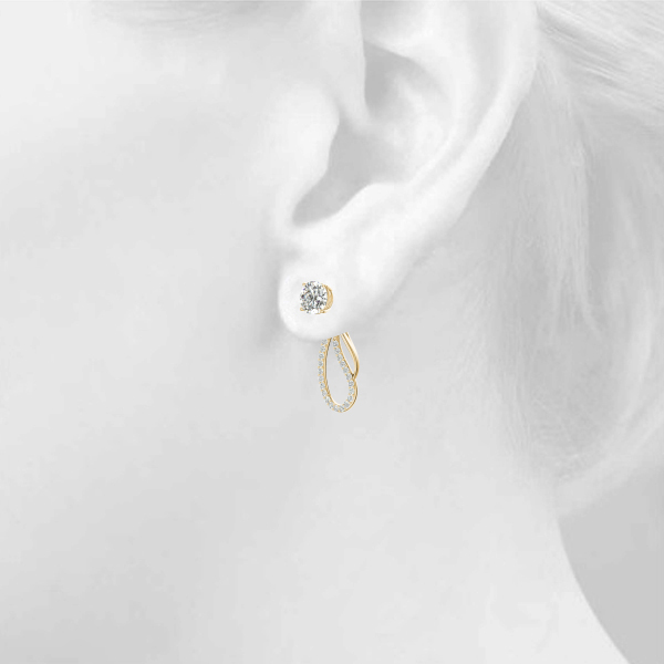   Round Pave Freeform Drop Earrings Jacket 1/3 Carat Total Weight   (Lab-Created) 0.35 C.T.W 10K yellow, white or rose gold - view 10