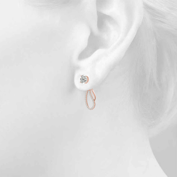   Round Pave Freeform Drop Earrings Jacket 1/3 Carat Total Weight   (Lab-Created) 0.35 C.T.W 10K yellow, white or rose gold - view 15