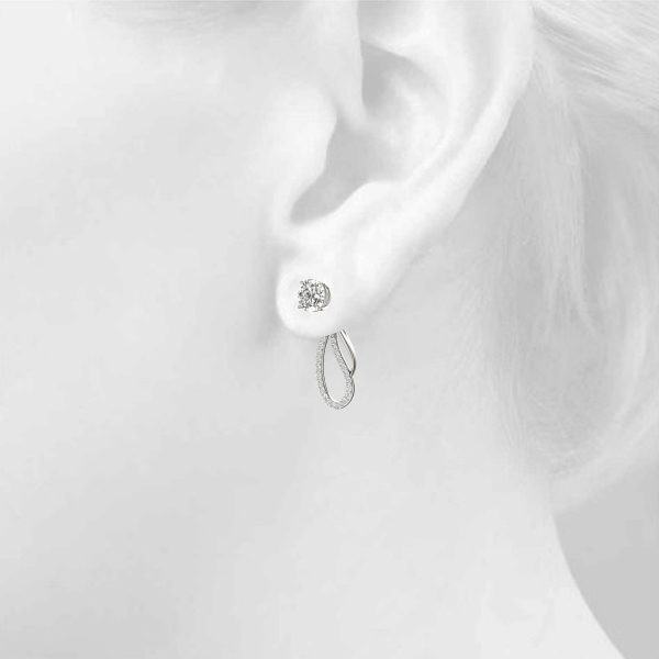   Round Pave Freeform Drop Earrings Jacket 1/3 Carat Total Weight   (Lab-Created) 0.35 C.T.W 10K yellow, white or rose gold - view 5