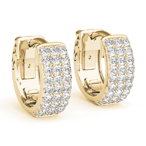   Three-Row Pave Huggie Earrings 0.54 Carat Total Weight   (Lab-Created) 0.54 C.T.W 14K yellow, white or rose gold - view 6