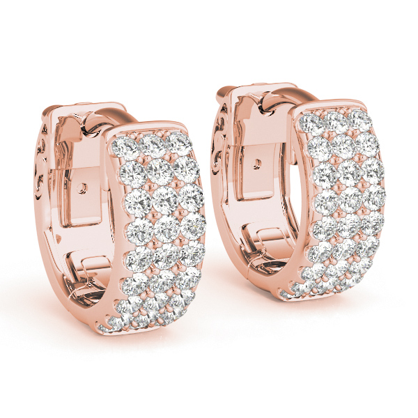   Three-Row Pave Huggie Earrings 0.54 Carat Total Weight   (Lab-Created) 0.54 C.T.W 14K yellow, white or rose gold - view 11