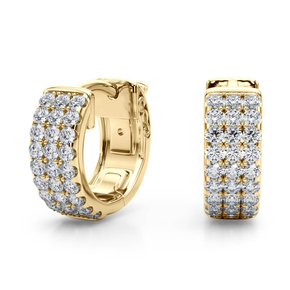   Three-Row Pave Huggie Earrings 0.54 Carat Total Weight   (Lab-Created) 0.54 C.T.W 14K yellow, white or rose gold - view 7