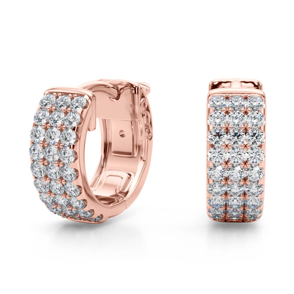   Three-Row Pave Huggie Earrings 0.54 Carat Total Weight   (Lab-Created) 0.54 C.T.W 14K yellow, white or rose gold - view 12