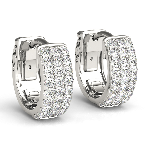   Three-Row Pave Huggie Earrings 0.54 Carat Total Weight   (Lab-Created) 0.54 C.T.W 14K yellow, white or rose gold - view 2