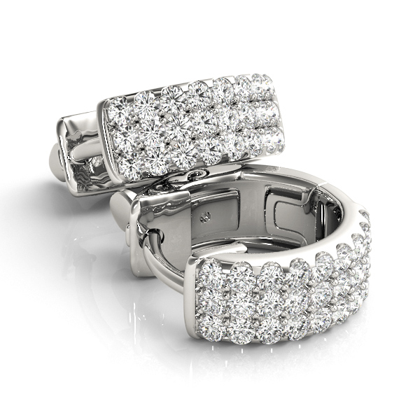   Three-Row Pave Huggie Earrings 0.54 Carat Total Weight   (Lab-Created) 0.54 C.T.W 14K yellow, white or rose gold - view 3