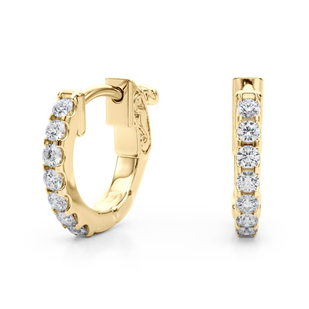   Pave Diamond Huggie Earrings 1/4 Carat Total Weight   (Lab-Created) 0.28 C.T.W 14K yellow, white or rose gold - view 7