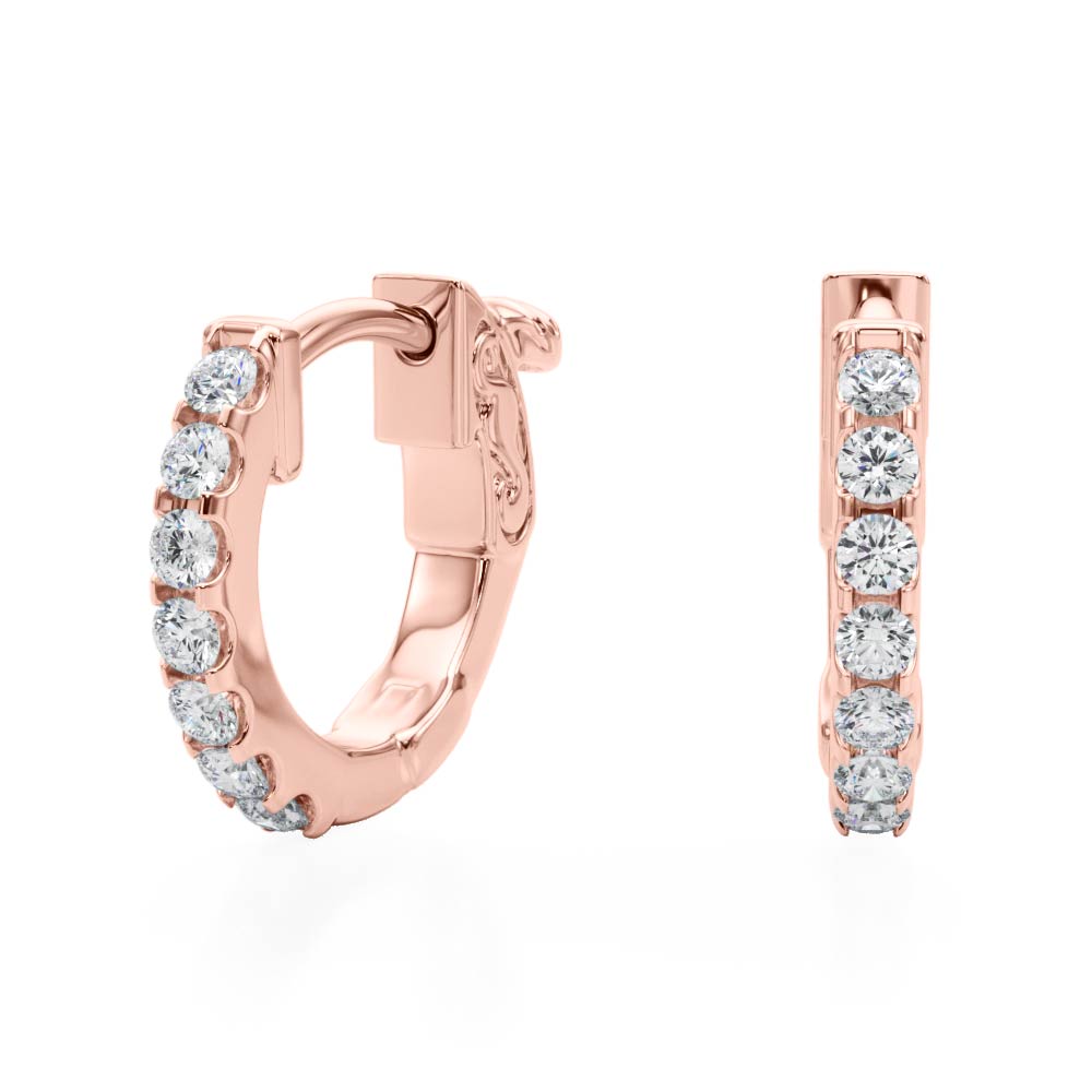   Pave Diamond Huggie Earrings 1/4 Carat Total Weight   (Lab-Created) 0.28 C.T.W 14K yellow, white or rose gold - view 12