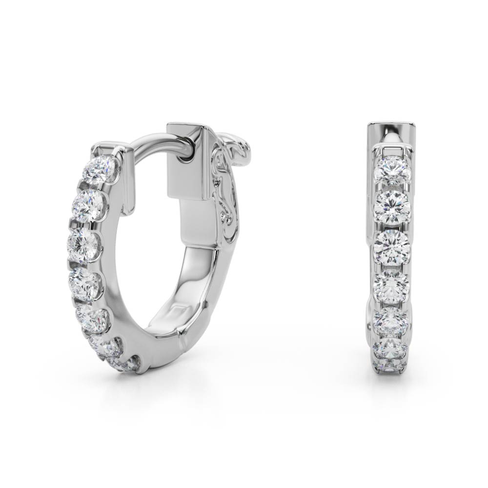   Pave Diamond Huggie Earrings 1/4 Carat Total Weight   (Lab-Created) 0.28 C.T.W 14K yellow, white or rose gold - view 2