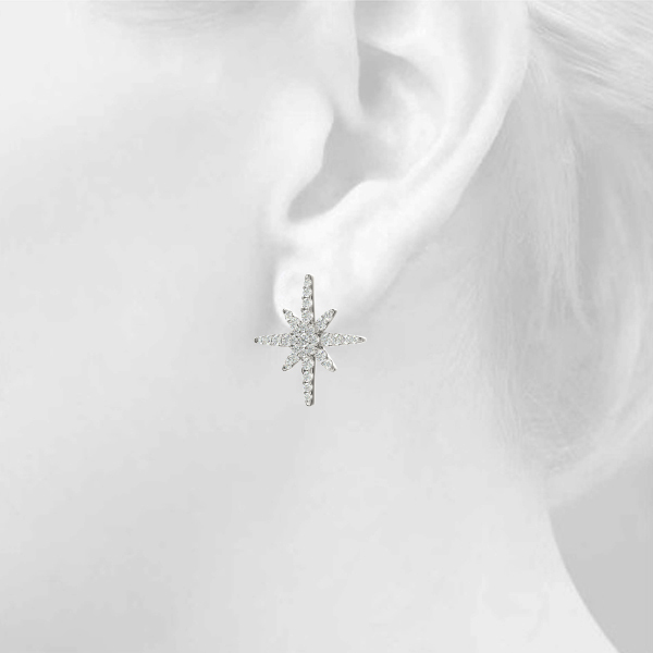   Star Shape Cluster Fashion Earrings 0.56 Carat Total Weight   (Lab-Created) 0.56 C.T.W 10K yellow, white or rose gold - view 5