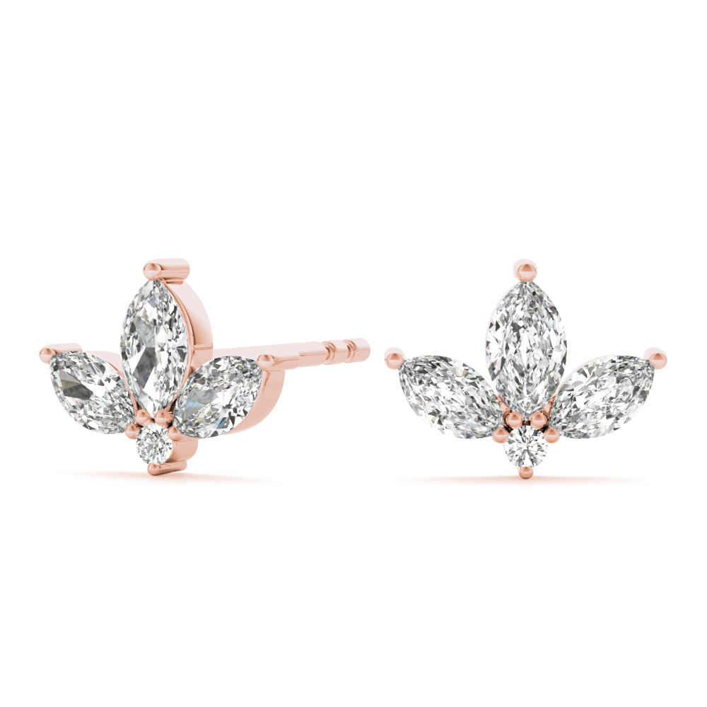   Marquise Floral Earrings 3/8 Carat Total Weight   (Lab-Created) 0.43 C.T.W 10K yellow, white or rose gold - view 13