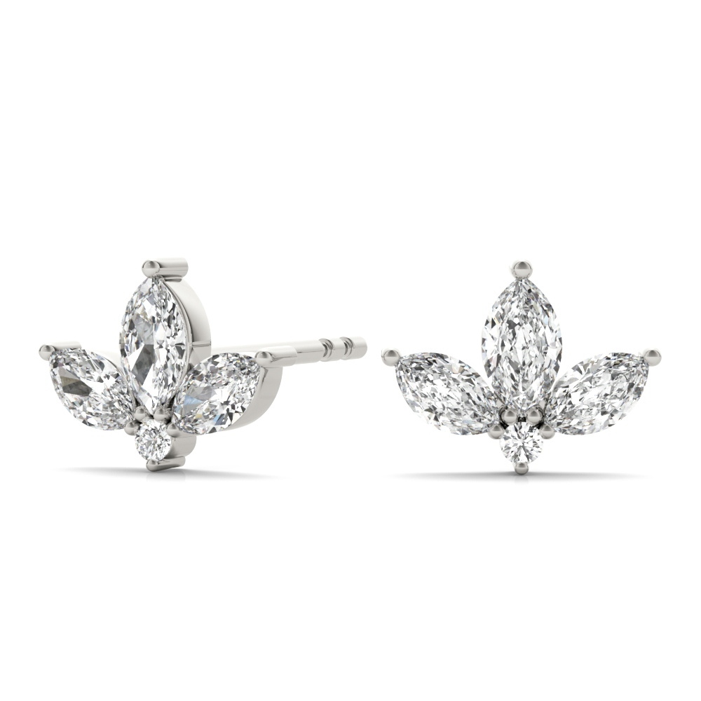   Marquise Floral Earrings 3/8 Carat Total Weight   (Lab-Created) 0.43 C.T.W 10K yellow, white or rose gold - view 3