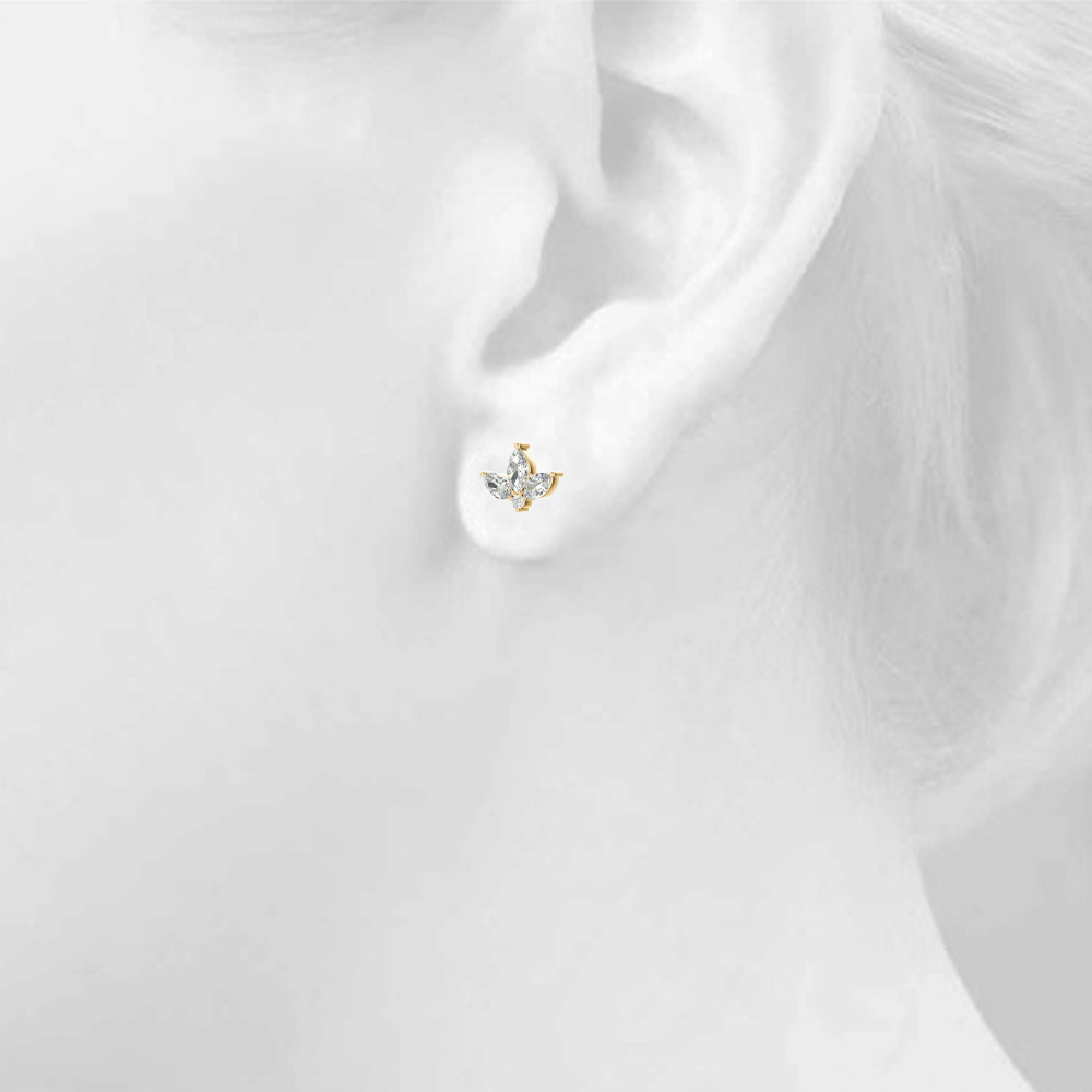  Marquise Floral Earrings 3/8 Carat Total Weight   (Lab-Created) 0.43 C.T.W 10K yellow, white or rose gold - view 10