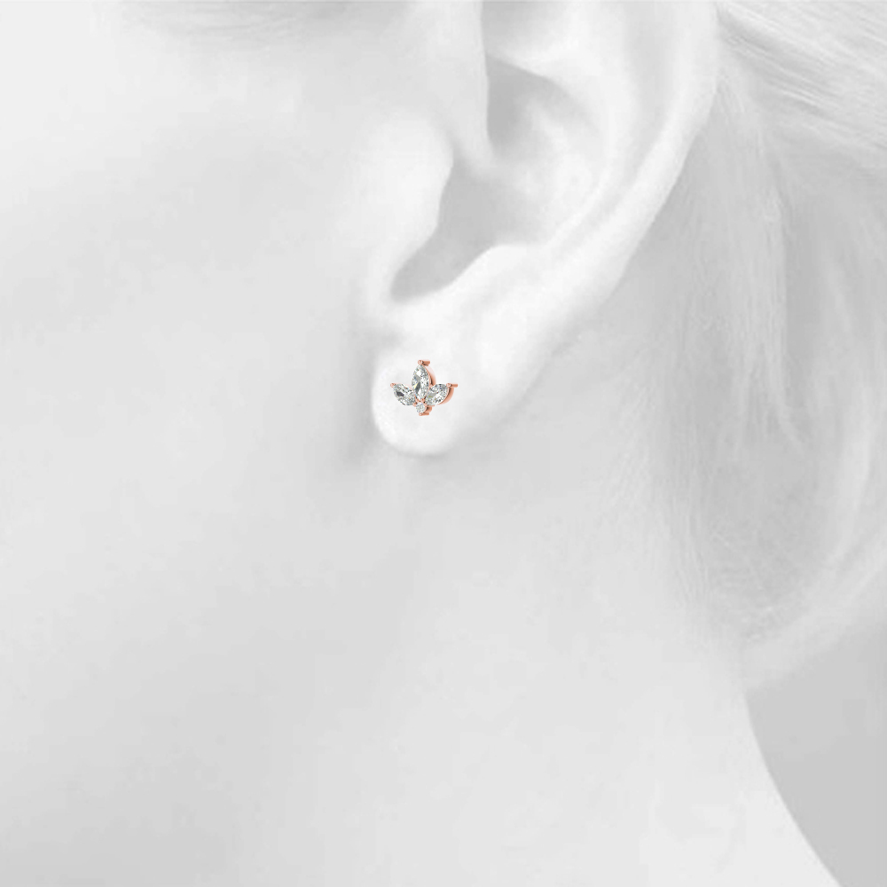   Marquise Floral Earrings 3/8 Carat Total Weight   (Lab-Created) 0.43 C.T.W 10K yellow, white or rose gold - view 15