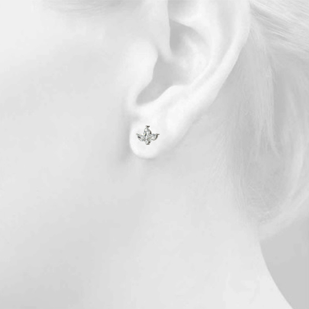   Marquise Floral Earrings 3/8 Carat Total Weight   (Lab-Created) 0.43 C.T.W 10K yellow, white or rose gold - view 5