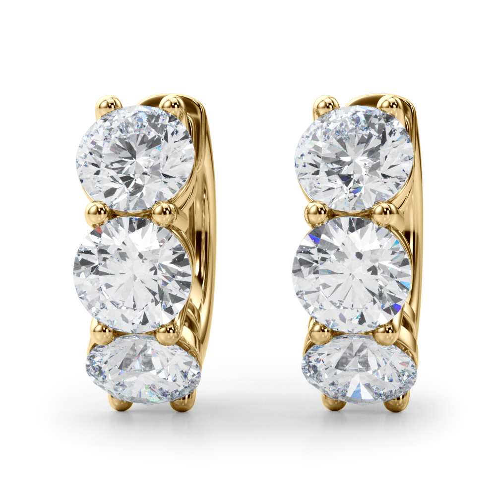   3-Stone Huggies Earrings 0.96 Carat Total Weight   (Lab-Created) 0.96 C.T.W 10K yellow, white or rose gold - view 6