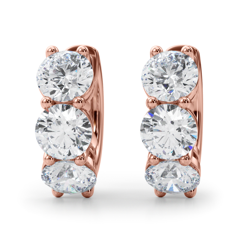   3-Stone Huggies Earrings 0.96 Carat Total Weight   (Lab-Created) 0.96 C.T.W 10K yellow, white or rose gold - view 11