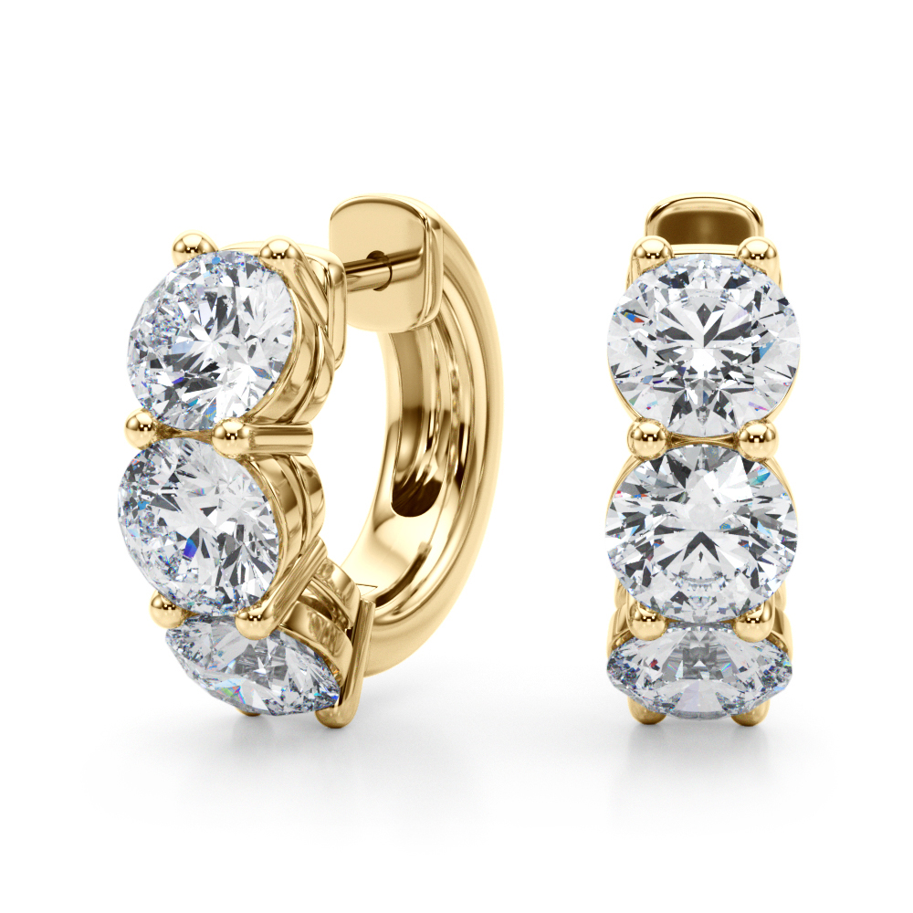   3-Stone Huggies Earrings 0.96 Carat Total Weight   (Lab-Created) 0.96 C.T.W 10K yellow, white or rose gold - view 7