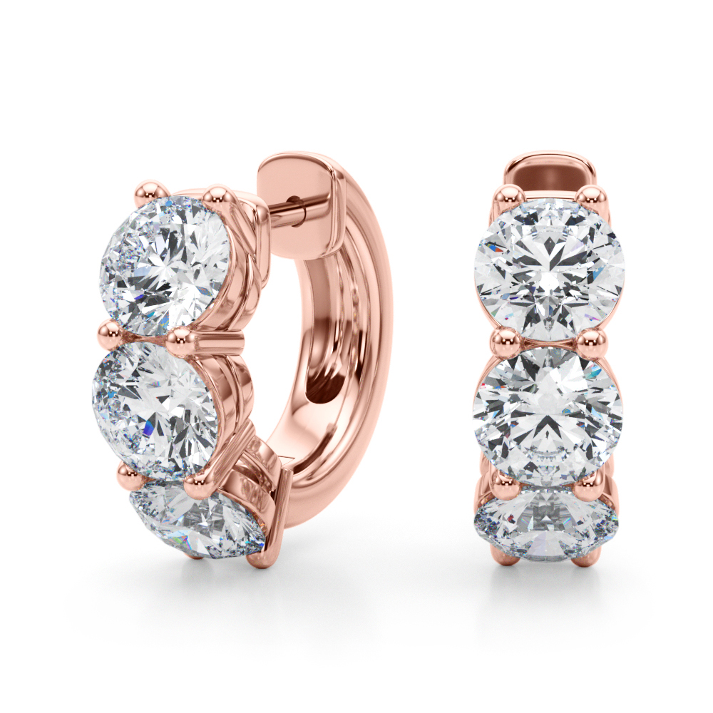   3-Stone Huggies Earrings 0.96 Carat Total Weight   (Lab-Created) 0.96 C.T.W 10K yellow, white or rose gold - view 12