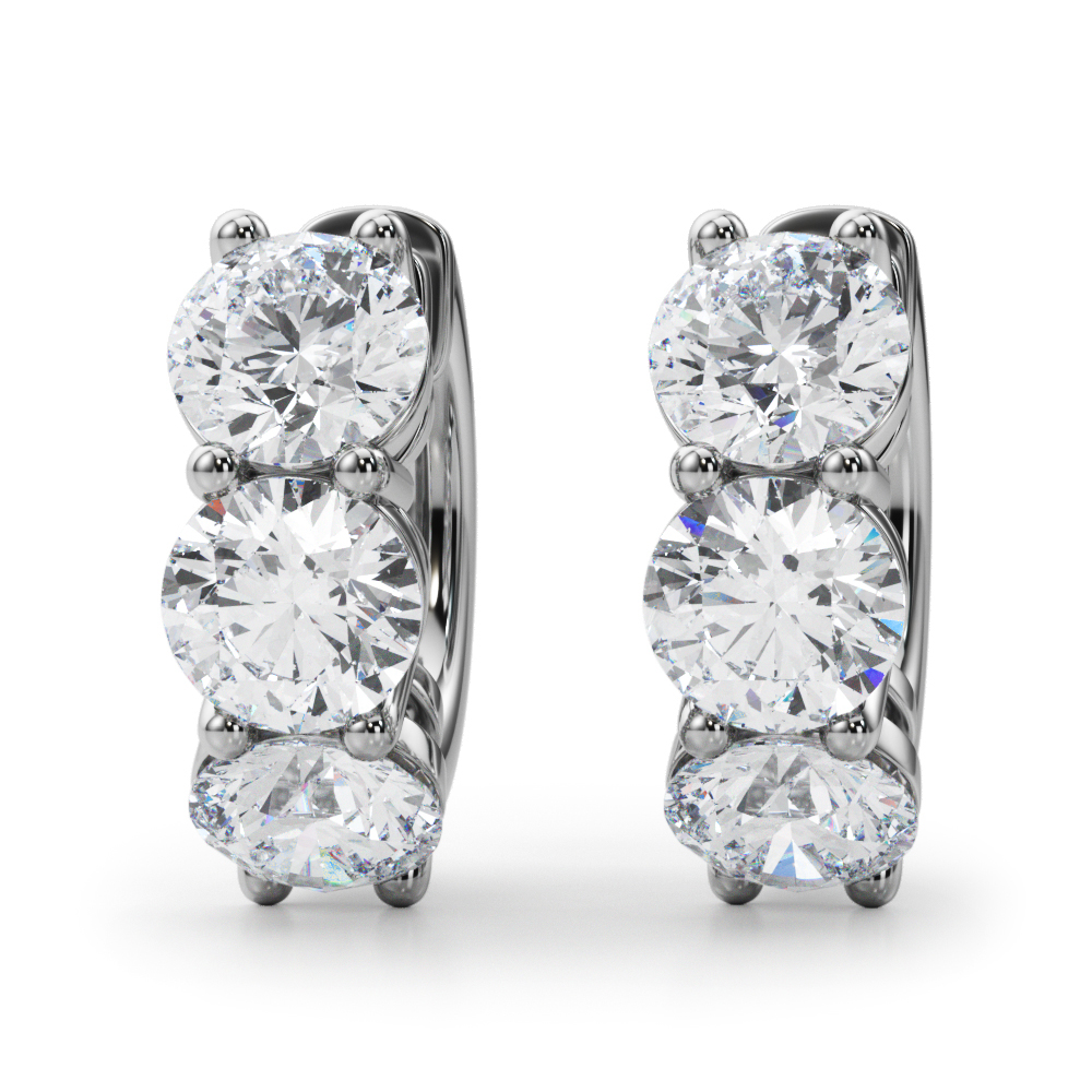   3-Stone Huggies Earrings 0.96 Carat Total Weight   (Lab-Created) 0.96 C.T.W 10K yellow, white or rose gold - view 2