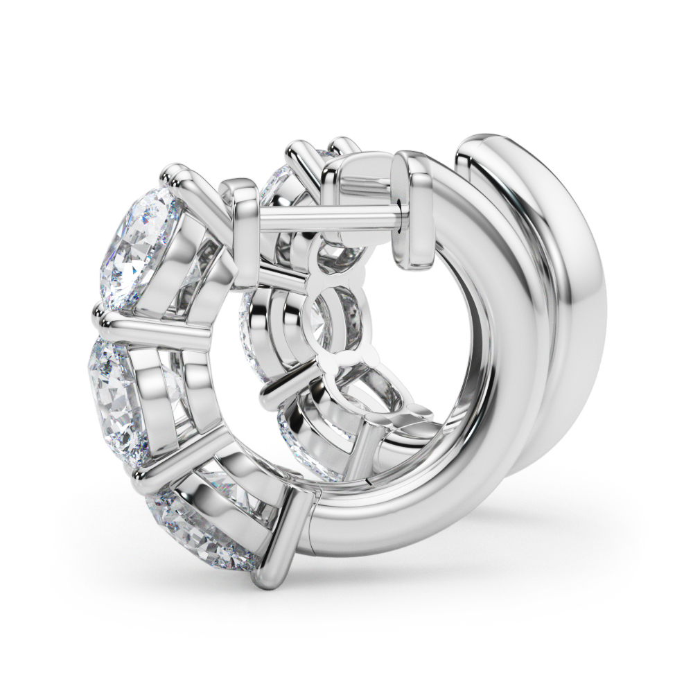   3-Stone Huggies Earrings 0.96 Carat Total Weight   (Lab-Created) 0.96 C.T.W 10K yellow, white or rose gold - view 3