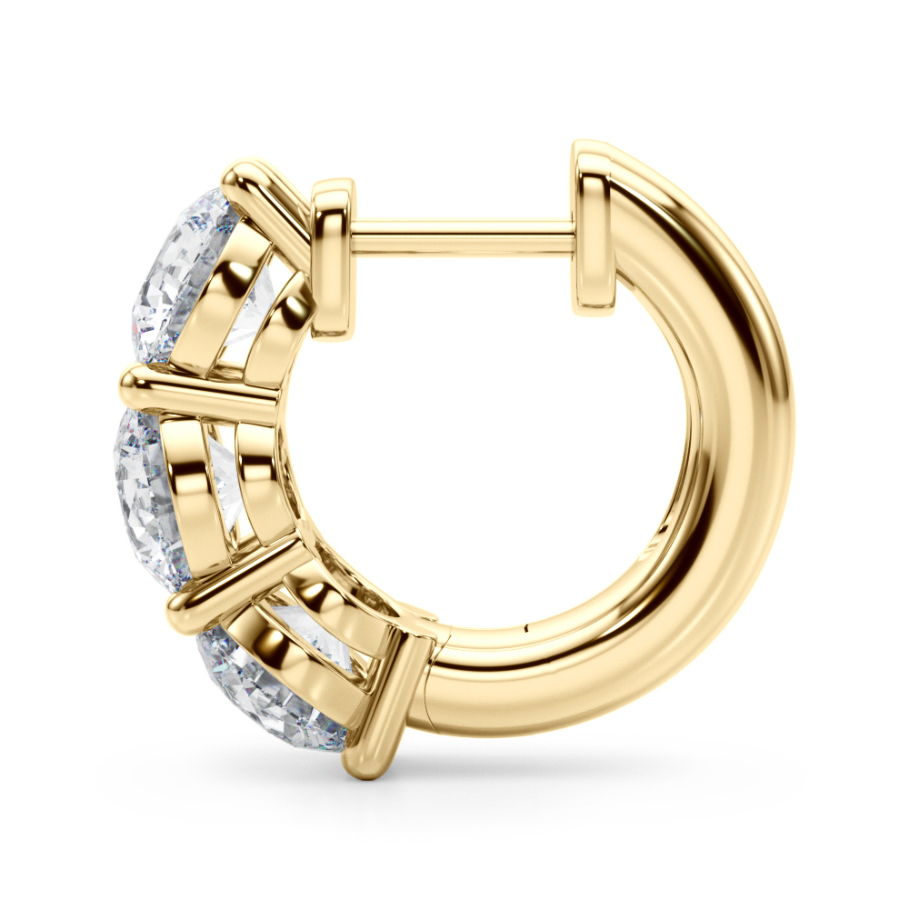   3-Stone Huggies Earrings 0.96 Carat Total Weight   (Lab-Created) 0.96 C.T.W 10K yellow, white or rose gold - view 9