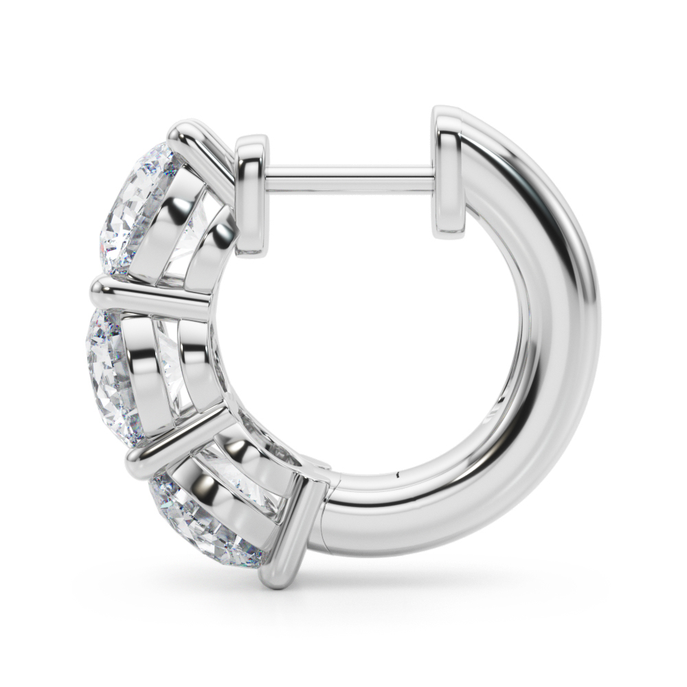   3-Stone Huggies Earrings 0.96 Carat Total Weight   (Lab-Created) 0.96 C.T.W 10K yellow, white or rose gold - view 4