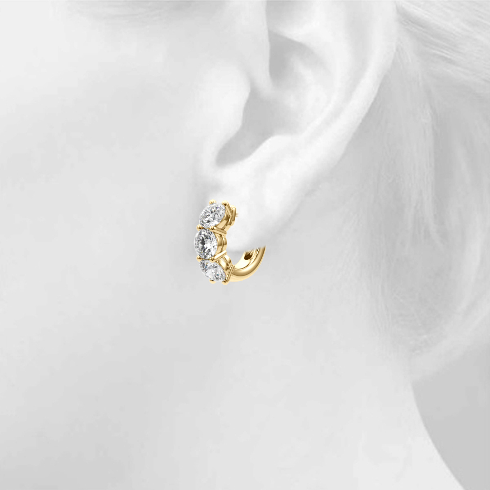   3-Stone Huggies Earrings 0.96 Carat Total Weight   (Lab-Created) 0.96 C.T.W 10K yellow, white or rose gold - view 10