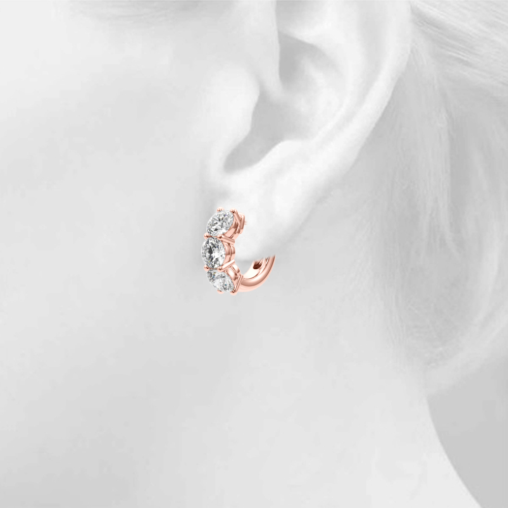   3-Stone Huggies Earrings 0.96 Carat Total Weight   (Lab-Created) 0.96 C.T.W 10K yellow, white or rose gold - view 14