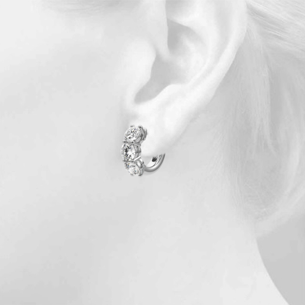   3-Stone Huggies Earrings 0.96 Carat Total Weight   (Lab-Created) 0.96 C.T.W 10K yellow, white or rose gold - view 5