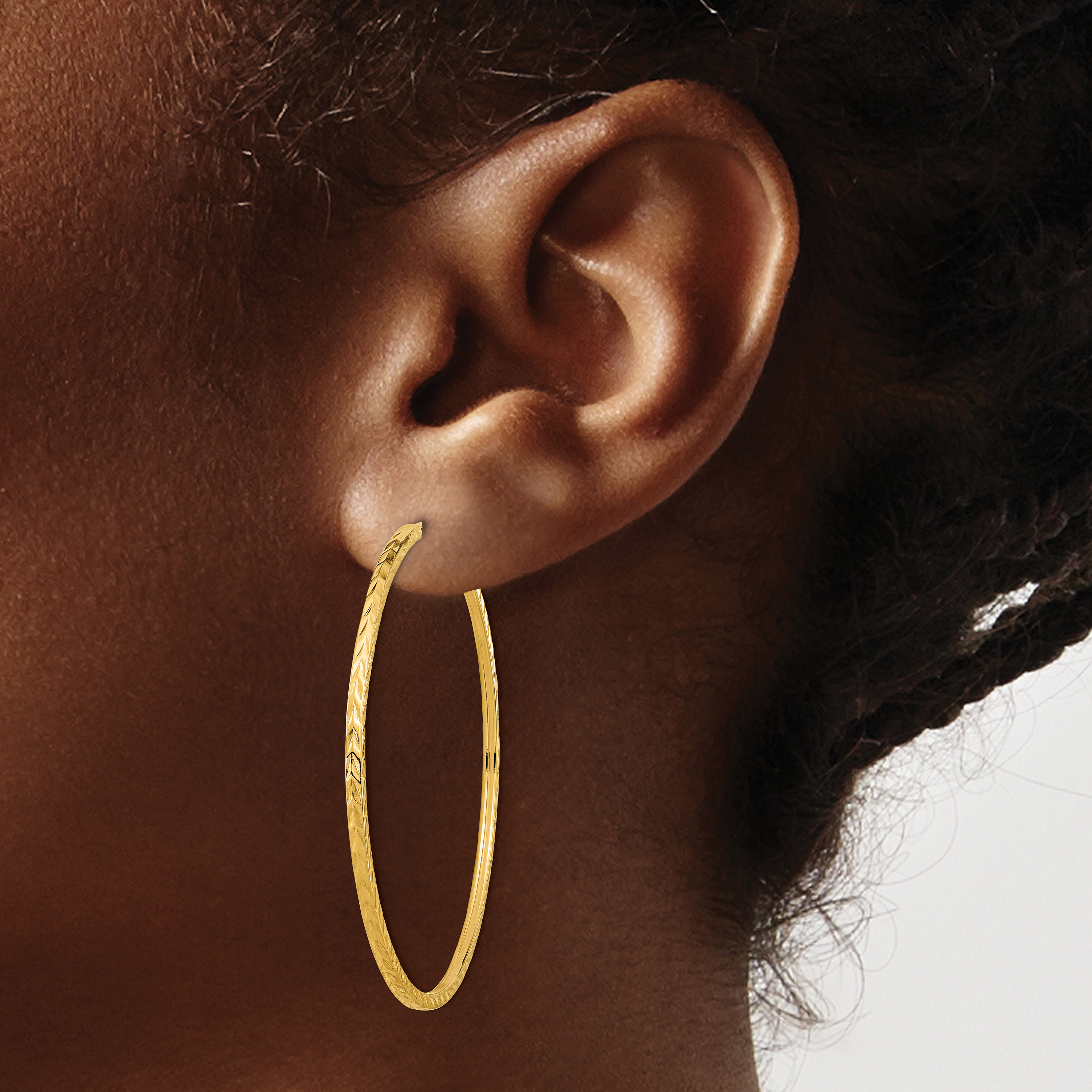  15 mm 10k Yellow Gold Polished Diamond-cut Square Tube Endless Hoop Earrings  Unknown Friendly Weight 10K yellow gold - view 26