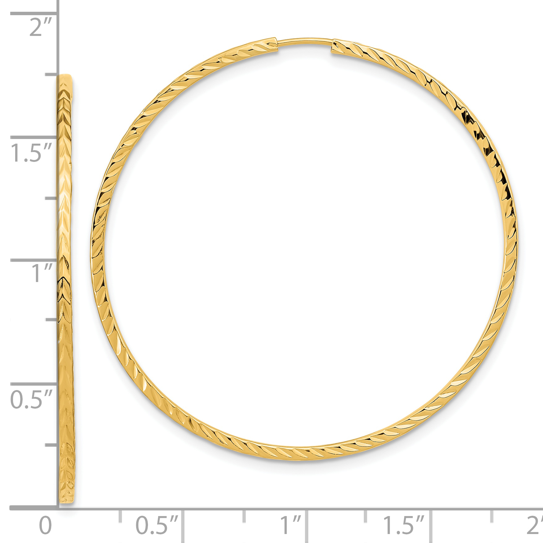  15 mm 10k Yellow Gold Polished Diamond-cut Square Tube Endless Hoop Earrings  Unknown Friendly Weight 10K yellow gold - view 27