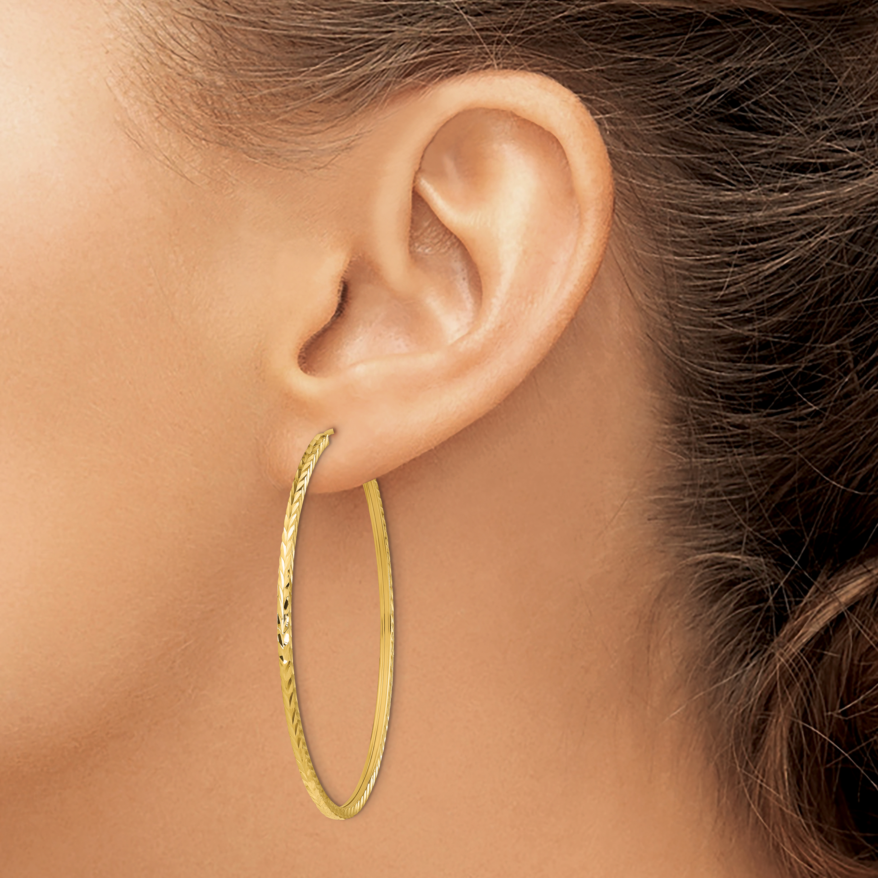  15 mm 10k Yellow Gold Polished Diamond-cut Square Tube Endless Hoop Earrings  Unknown Friendly Weight 10K yellow gold - view 30