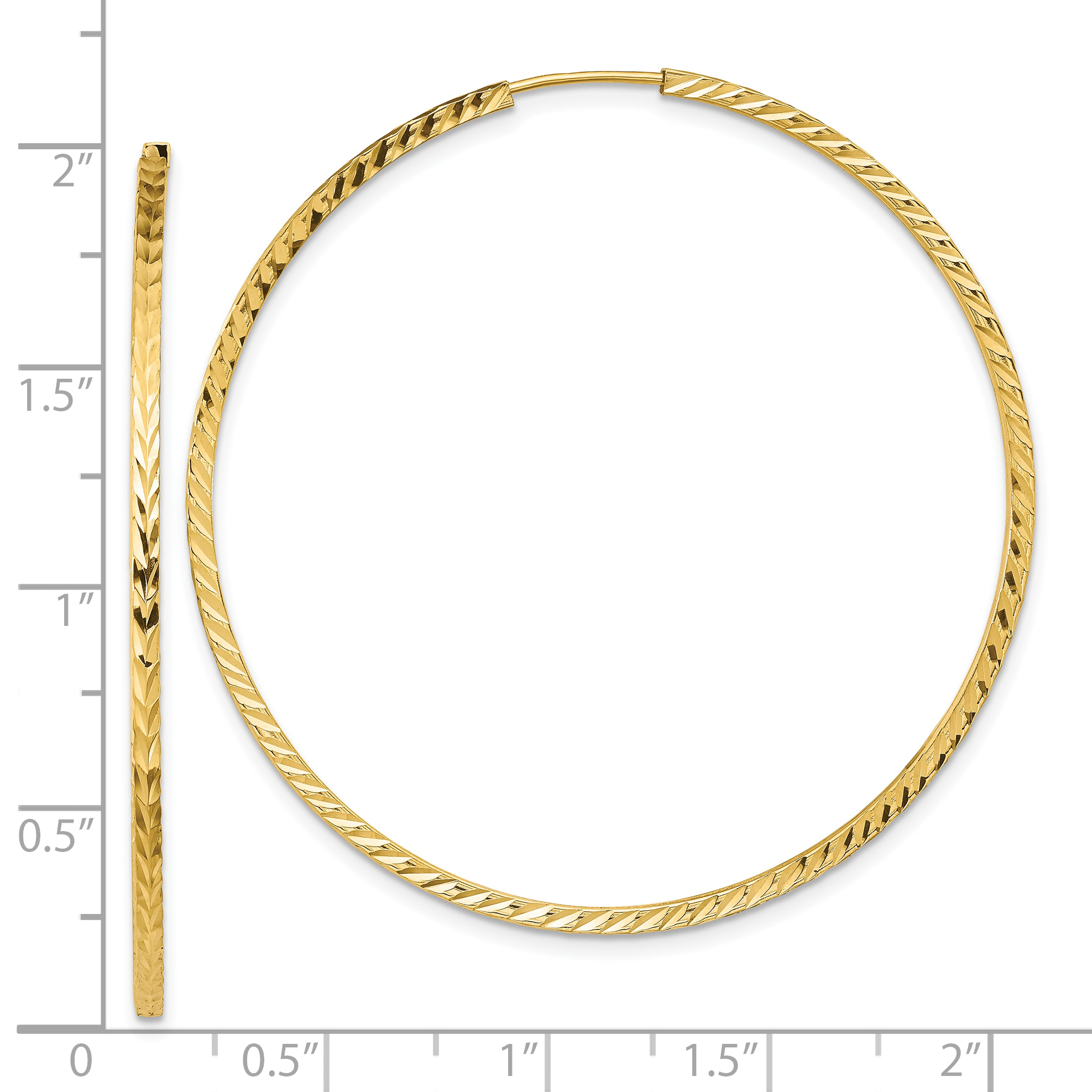  15 mm 10k Yellow Gold Polished Diamond-cut Square Tube Endless Hoop Earrings  Unknown Friendly Weight 10K yellow gold - view 31