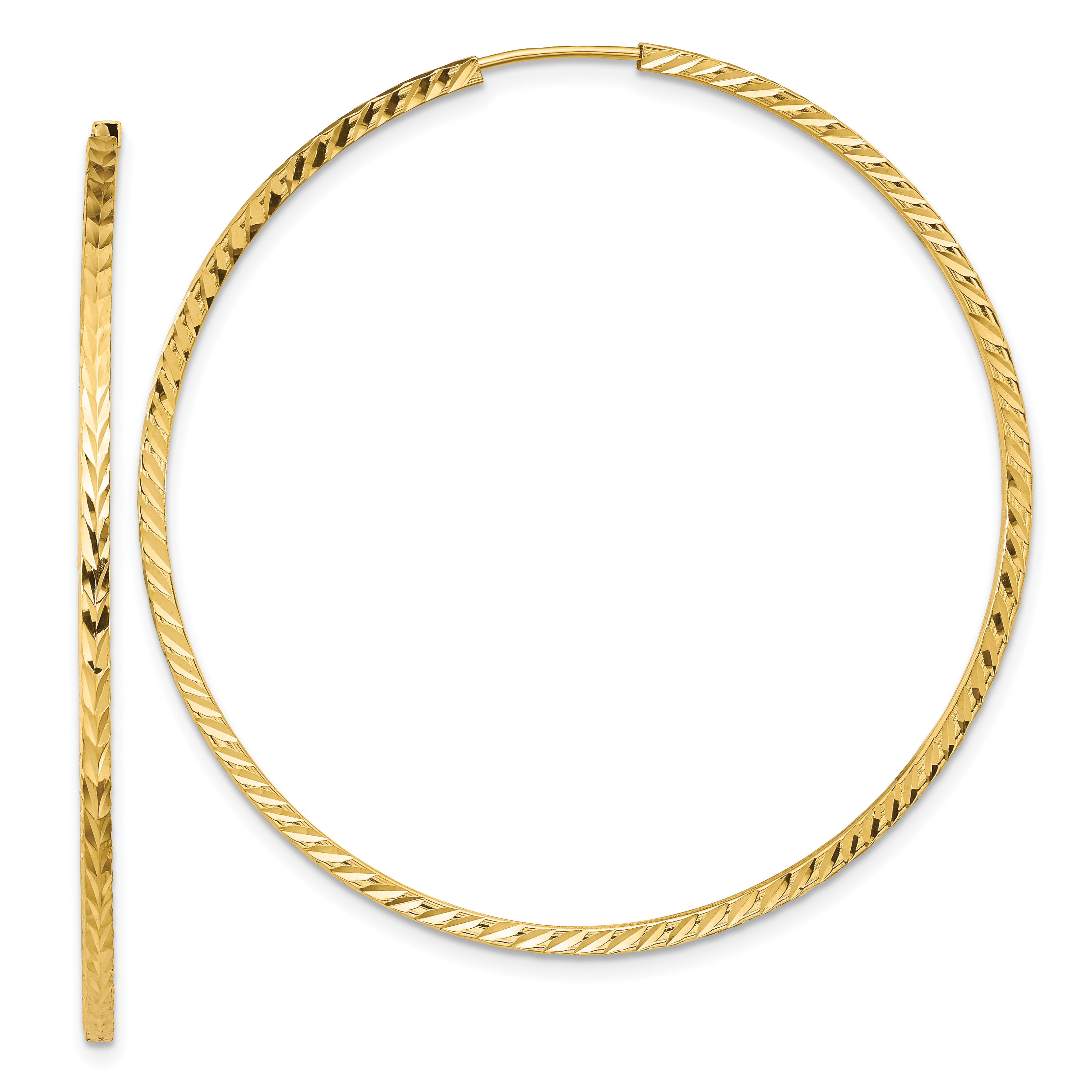  15 mm 10k Yellow Gold Polished Diamond-cut Square Tube Endless Hoop Earrings  Unknown Friendly Weight 10K yellow gold - view 32