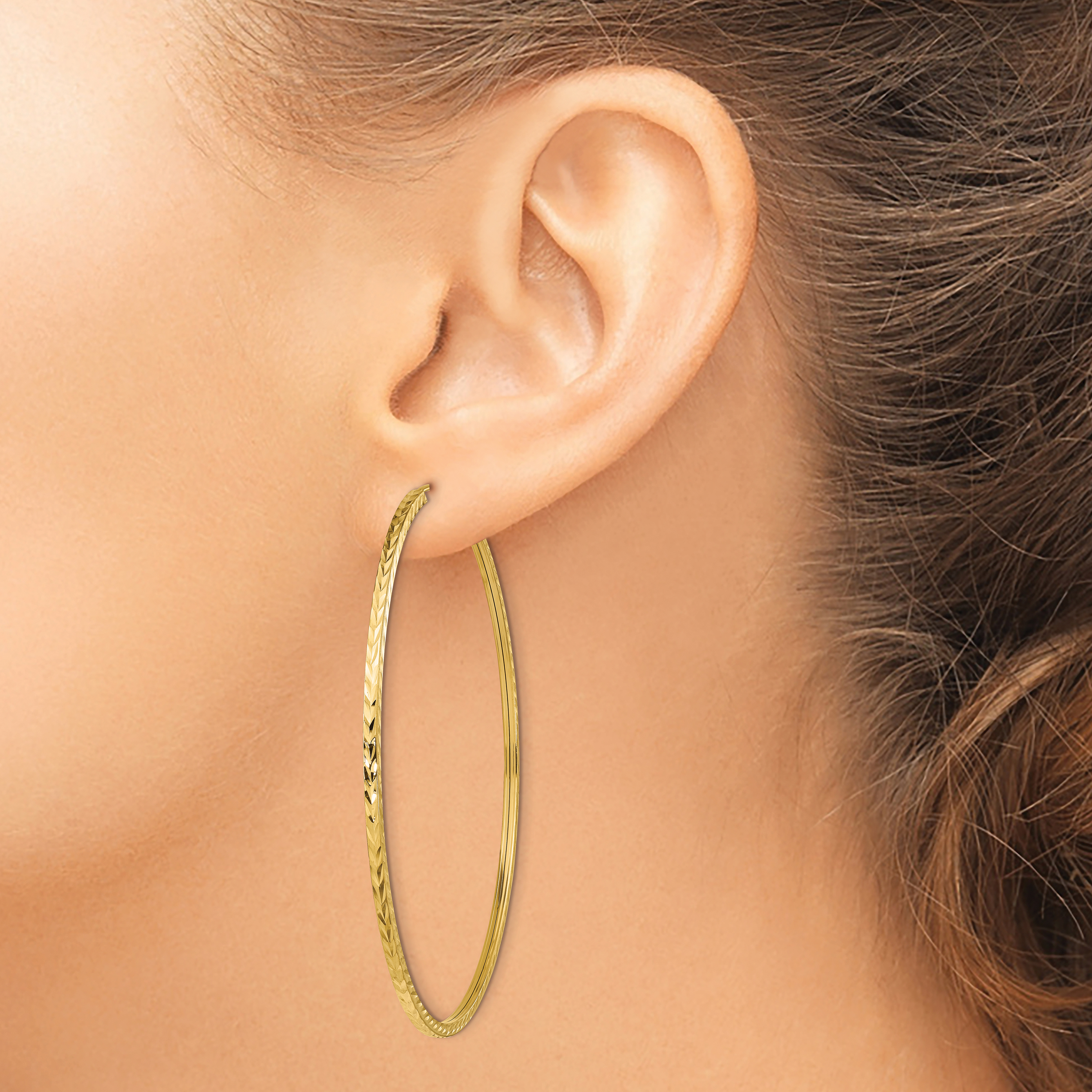  15 mm 10k Yellow Gold Polished Diamond-cut Square Tube Endless Hoop Earrings  Unknown Friendly Weight 10K yellow gold - view 34