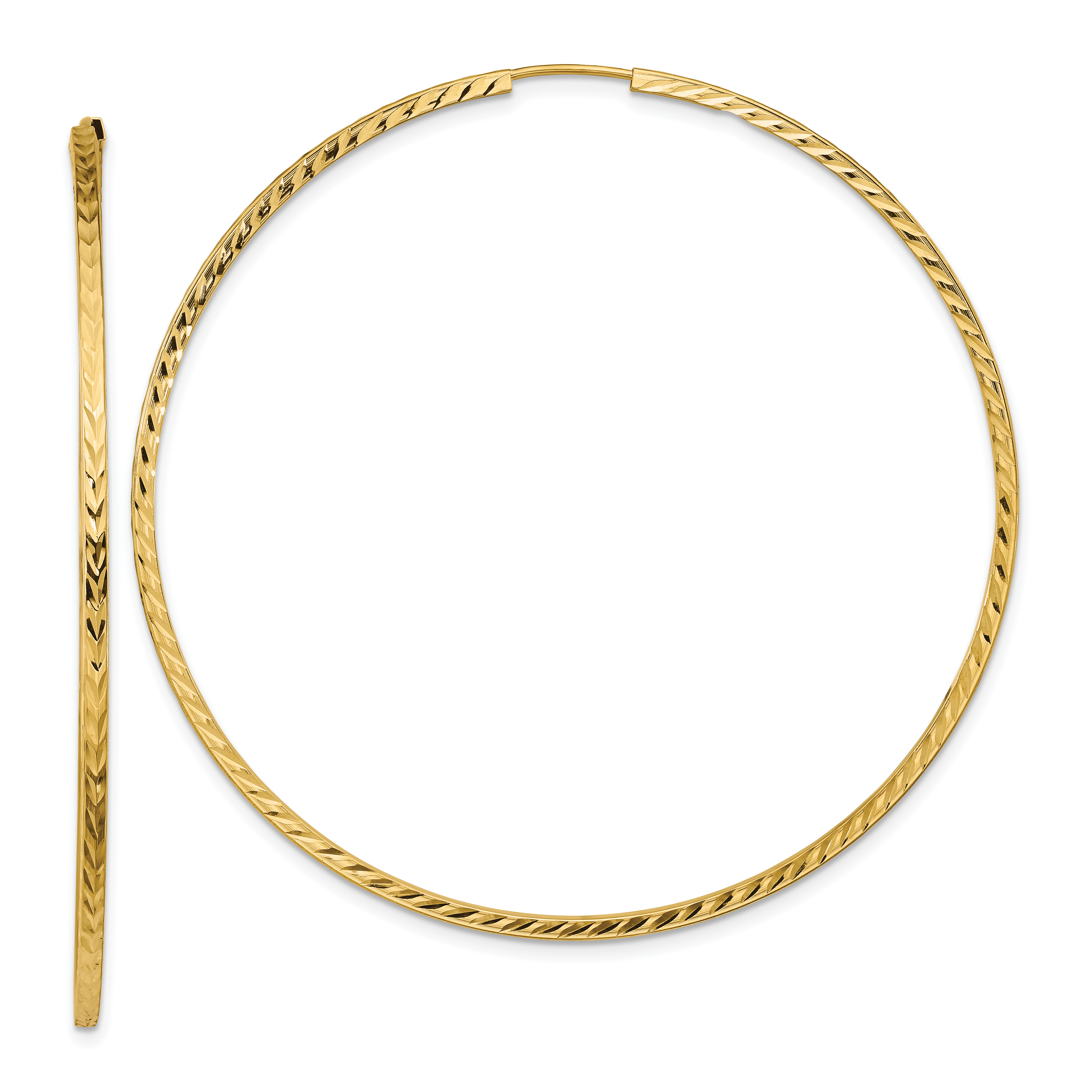  15 mm 10k Yellow Gold Polished Diamond-cut Square Tube Endless Hoop Earrings  Unknown Friendly Weight 10K yellow gold - view 36