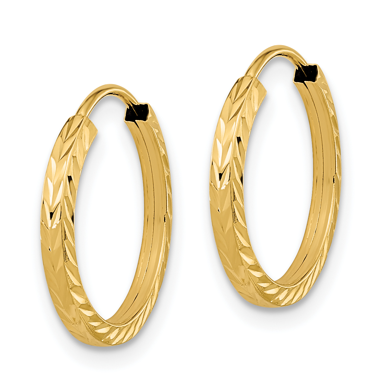  15 mm 10k Yellow Gold Polished Diamond-cut Square Tube Endless Hoop Earrings  Unknown Friendly Weight 10K yellow gold