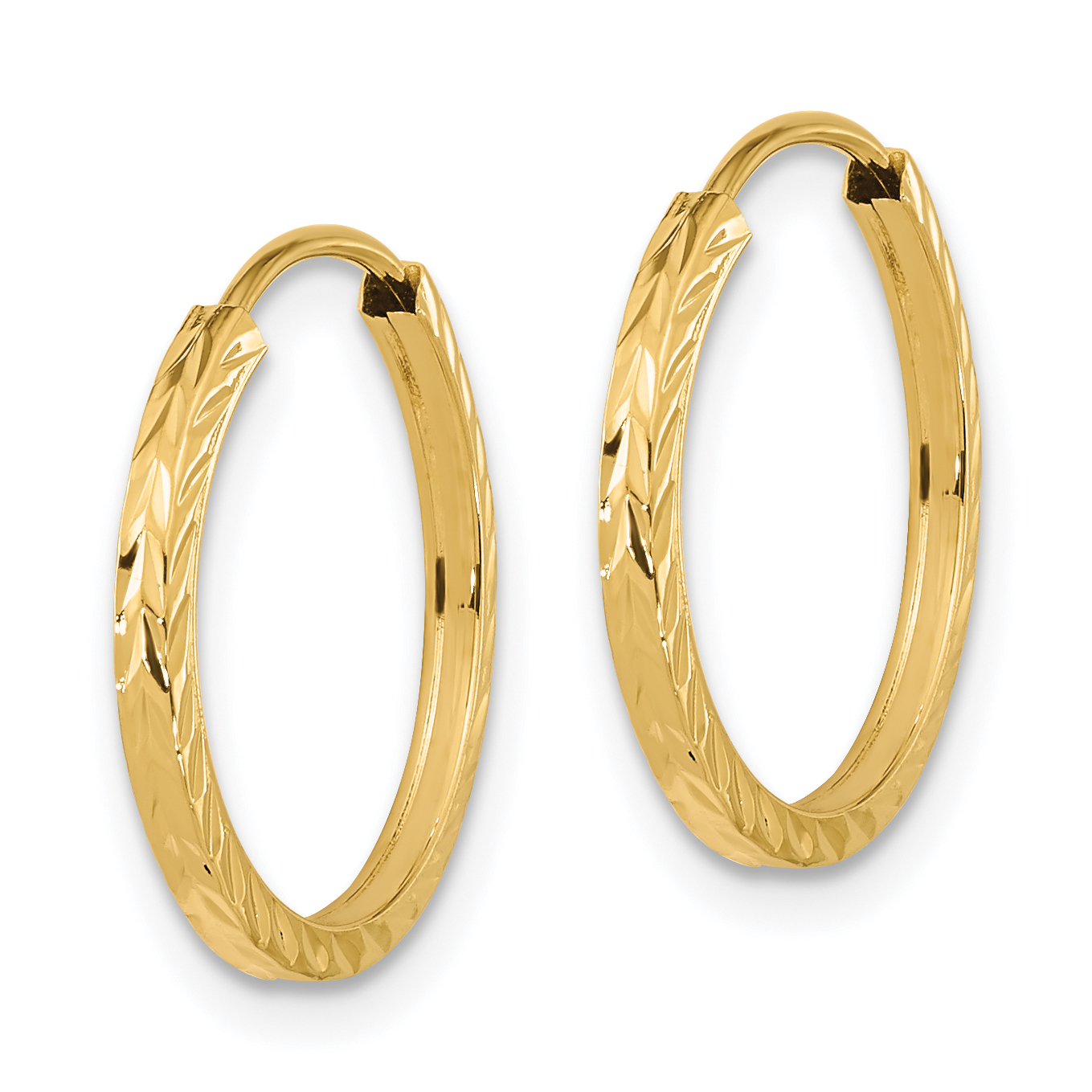  15 mm 10k Yellow Gold Polished Diamond-cut Square Tube Endless Hoop Earrings  Unknown Friendly Weight 10K yellow gold - view 5