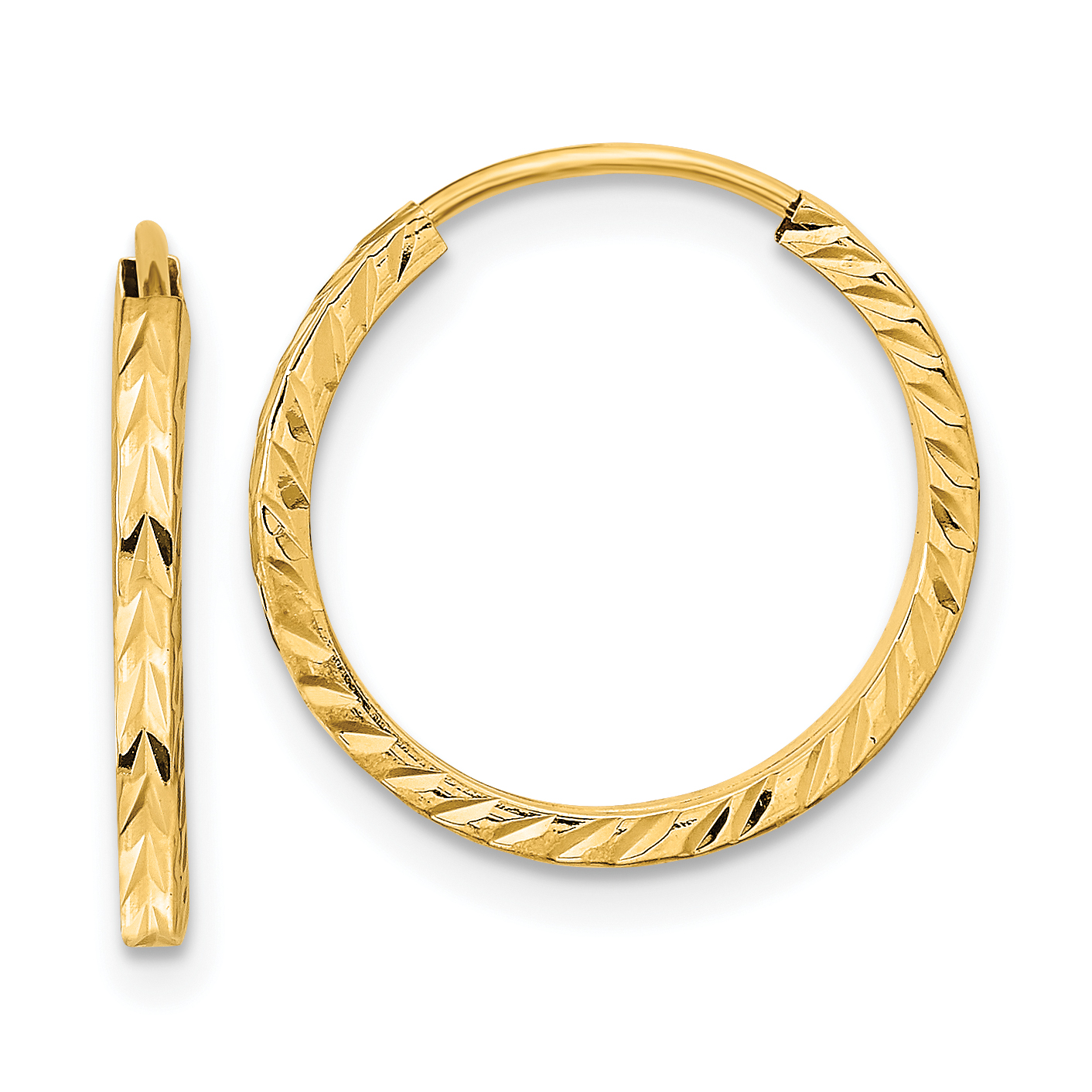  15 mm 10k Yellow Gold Polished Diamond-cut Square Tube Endless Hoop Earrings  Unknown Friendly Weight 10K yellow gold - view 8