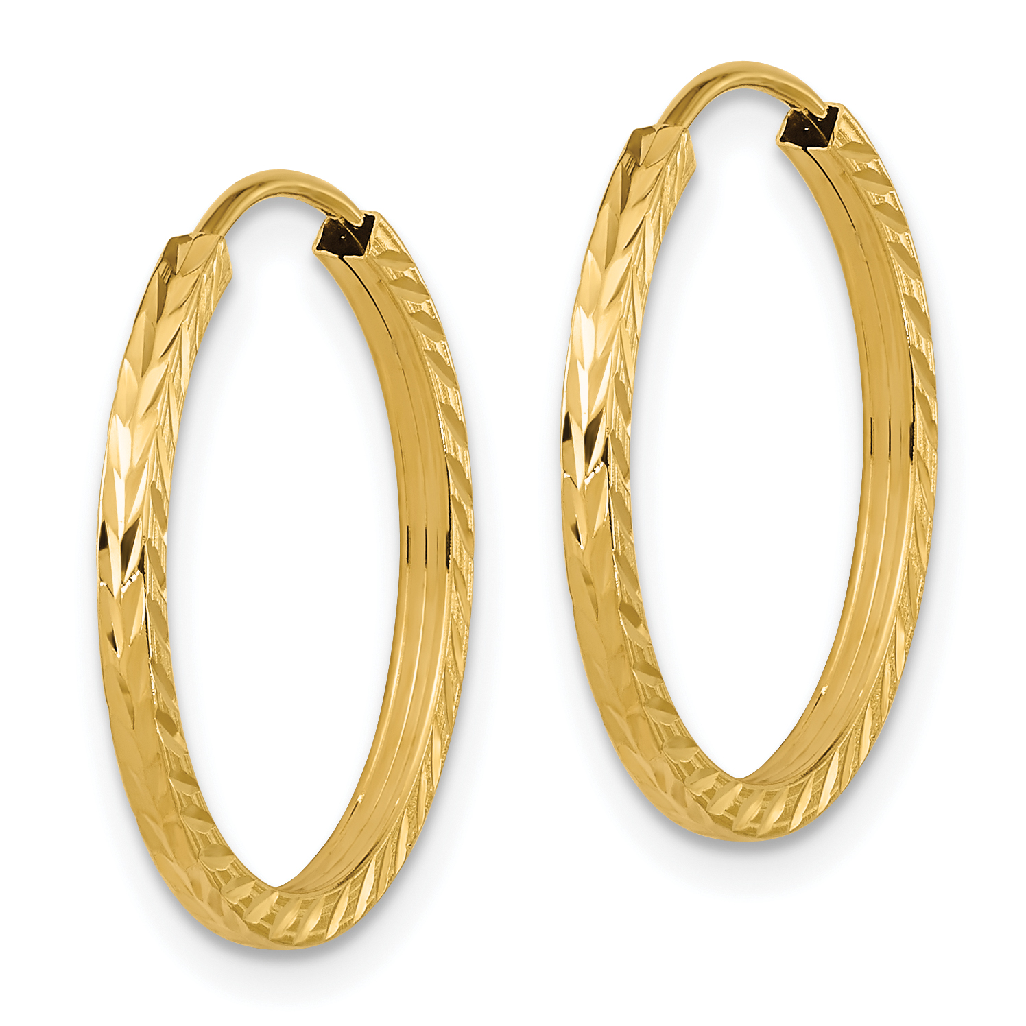  15 mm 10k Yellow Gold Polished Diamond-cut Square Tube Endless Hoop Earrings  Unknown Friendly Weight 10K yellow gold - view 9