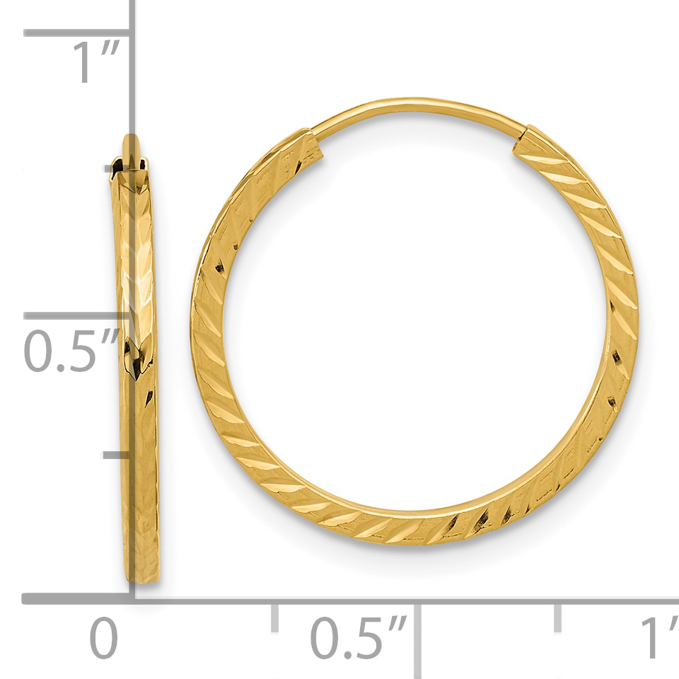  15 mm 10k Yellow Gold Polished Diamond-cut Square Tube Endless Hoop Earrings  Unknown Friendly Weight 10K yellow gold - view 11