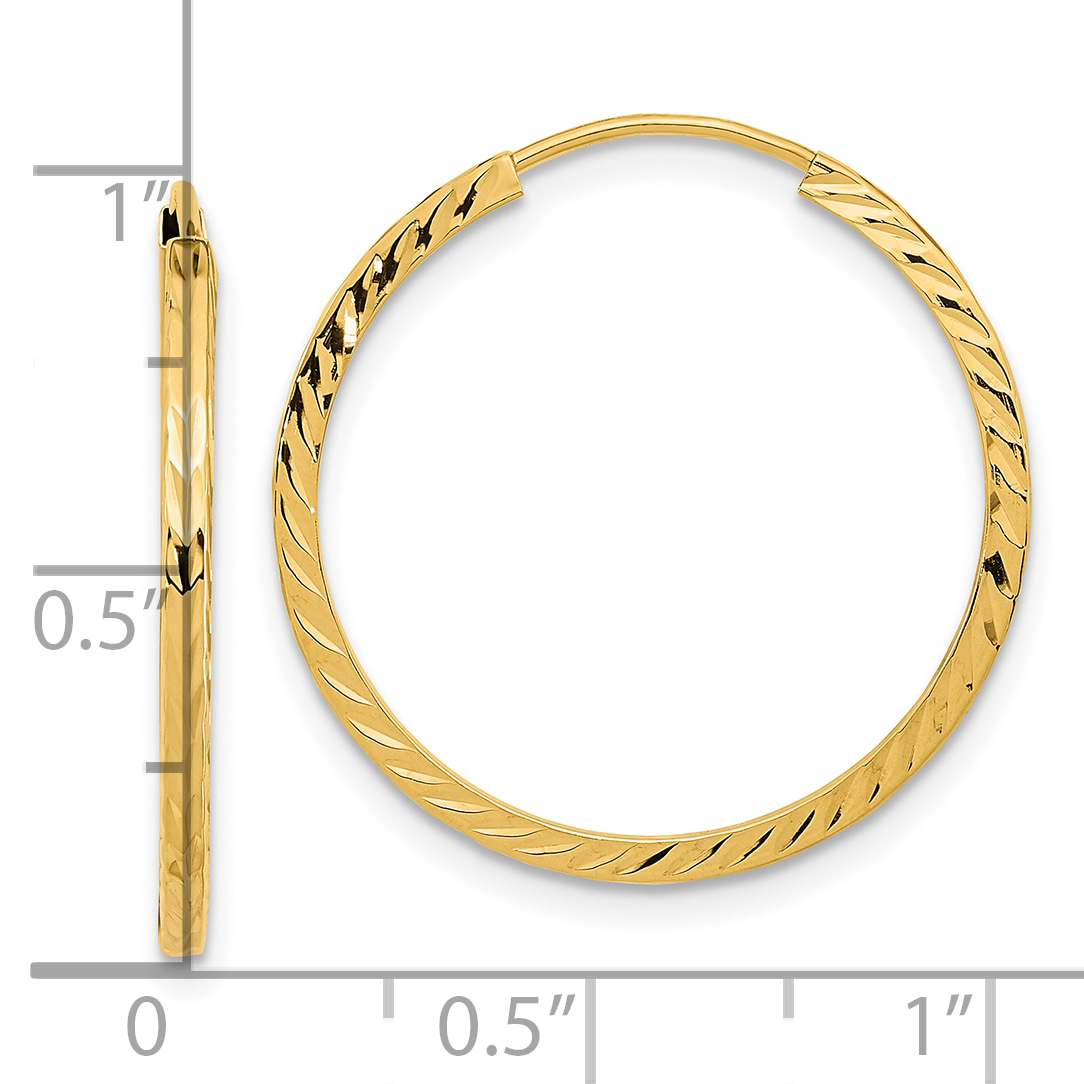  15 mm 10k Yellow Gold Polished Diamond-cut Square Tube Endless Hoop Earrings  Unknown Friendly Weight 10K yellow gold - view 15