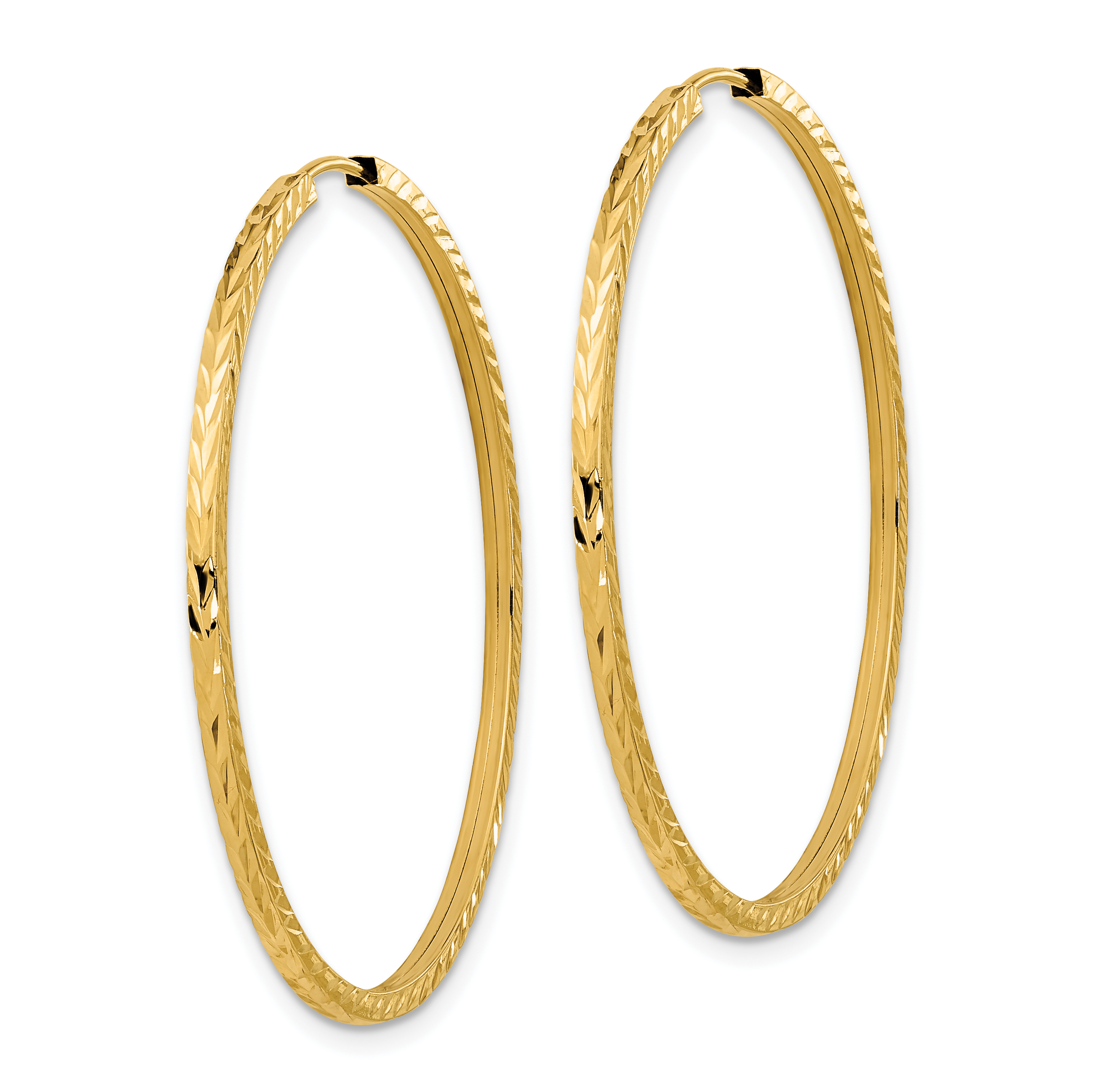  15 mm 10k Yellow Gold Polished Diamond-cut Square Tube Endless Hoop Earrings  Unknown Friendly Weight 10K yellow gold - view 21