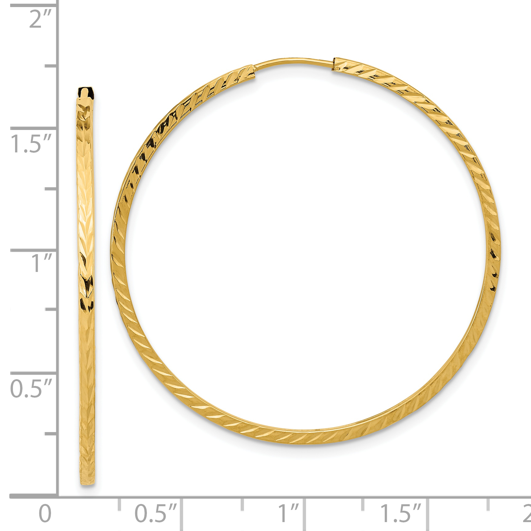  15 mm 10k Yellow Gold Polished Diamond-cut Square Tube Endless Hoop Earrings  Unknown Friendly Weight 10K yellow gold - view 23