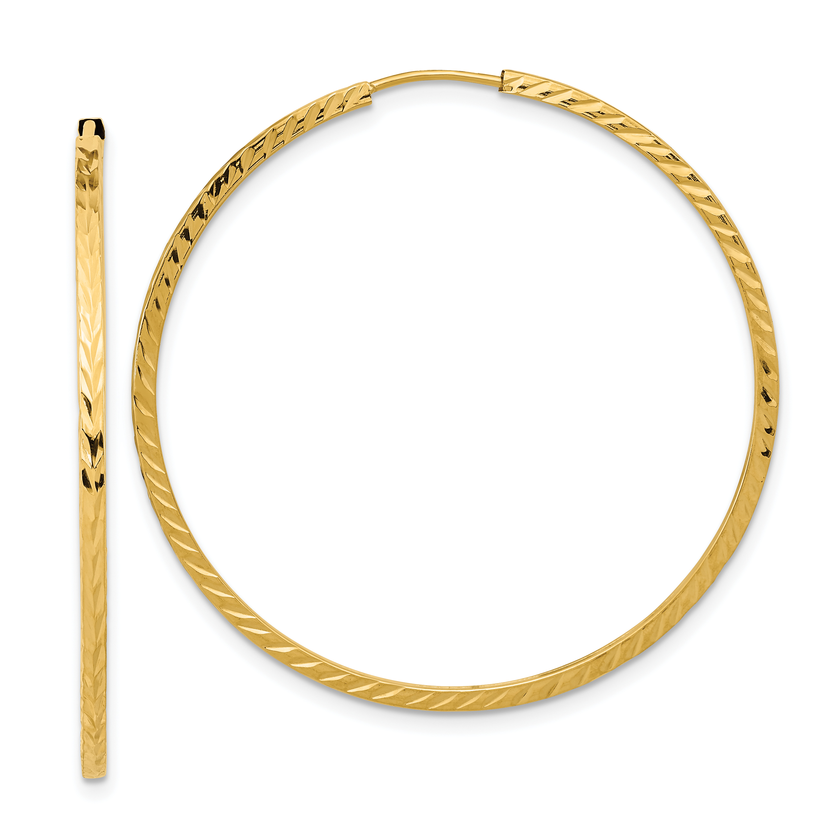 15 mm 10k Yellow Gold Polished Diamond-cut Square Tube Endless Hoop Earrings  Unknown Friendly Weight 10K yellow gold - view 24
